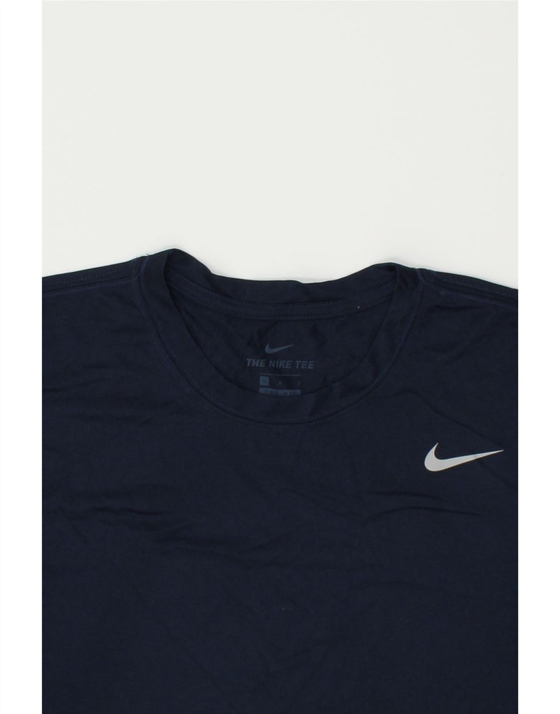 NIKE Mens Dri Fit T-Shirt Top Large Navy Blue Polyester | Vintage Nike | Thrift | Second-Hand Nike | Used Clothing | Messina Hembry 