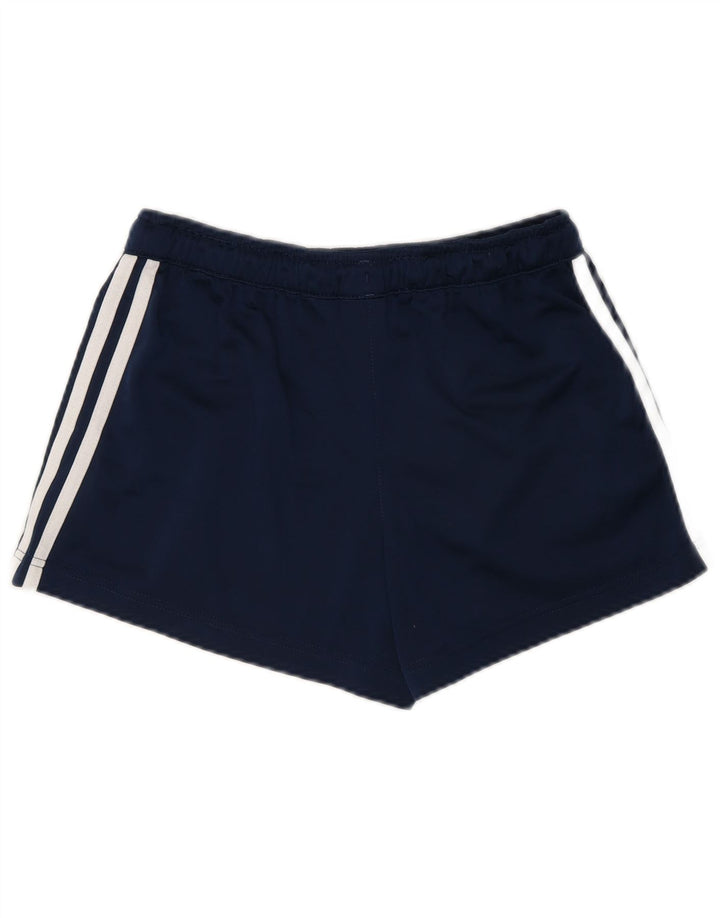 Adidas Womens Sport Shorts UK 10 Small Navy Blue Striped Polyester