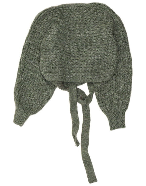 Zara Womens Crop Wrap Cardigan Sweater UK 16 Large Green Flecked Acrylic