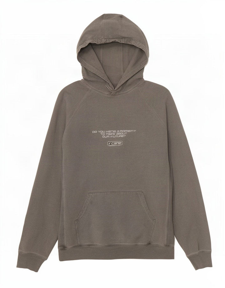 Vintage Mens Graphic Hoodie Jumper Large Grey