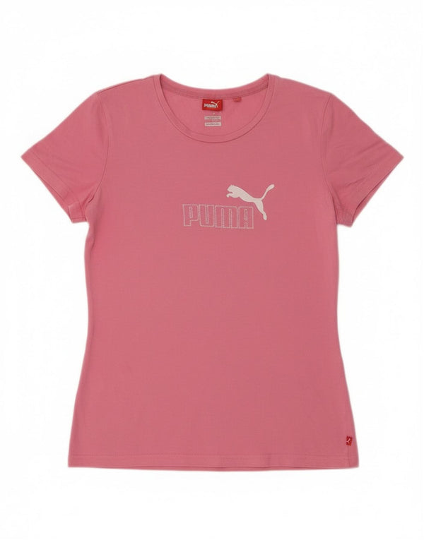 Puma Womens Graphic T-Shirt Top UK 14 Medium Pink