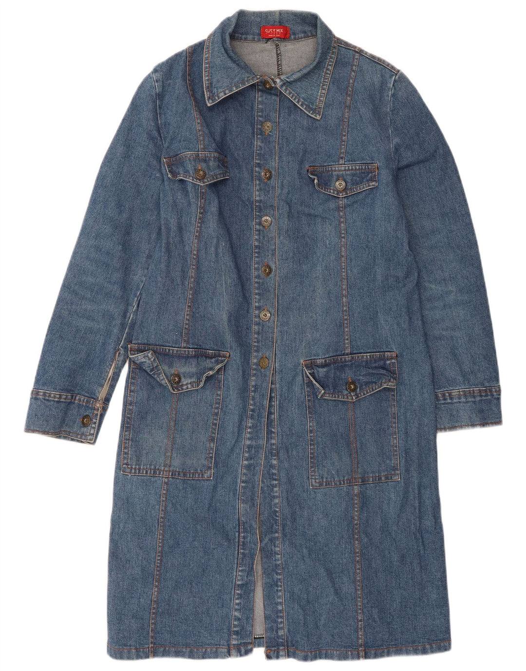 Susy Mix Womens Denim Trench Coat UK 10 Small Blue