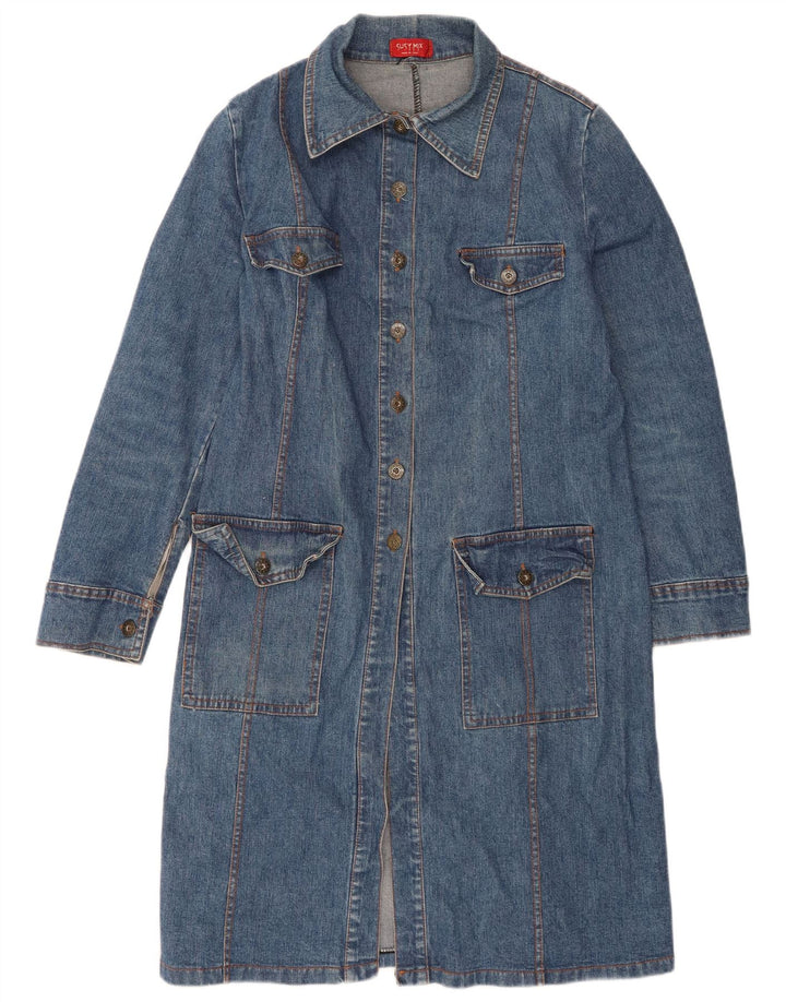 Susy Mix Womens Denim Trench Coat UK 10 Small Blue