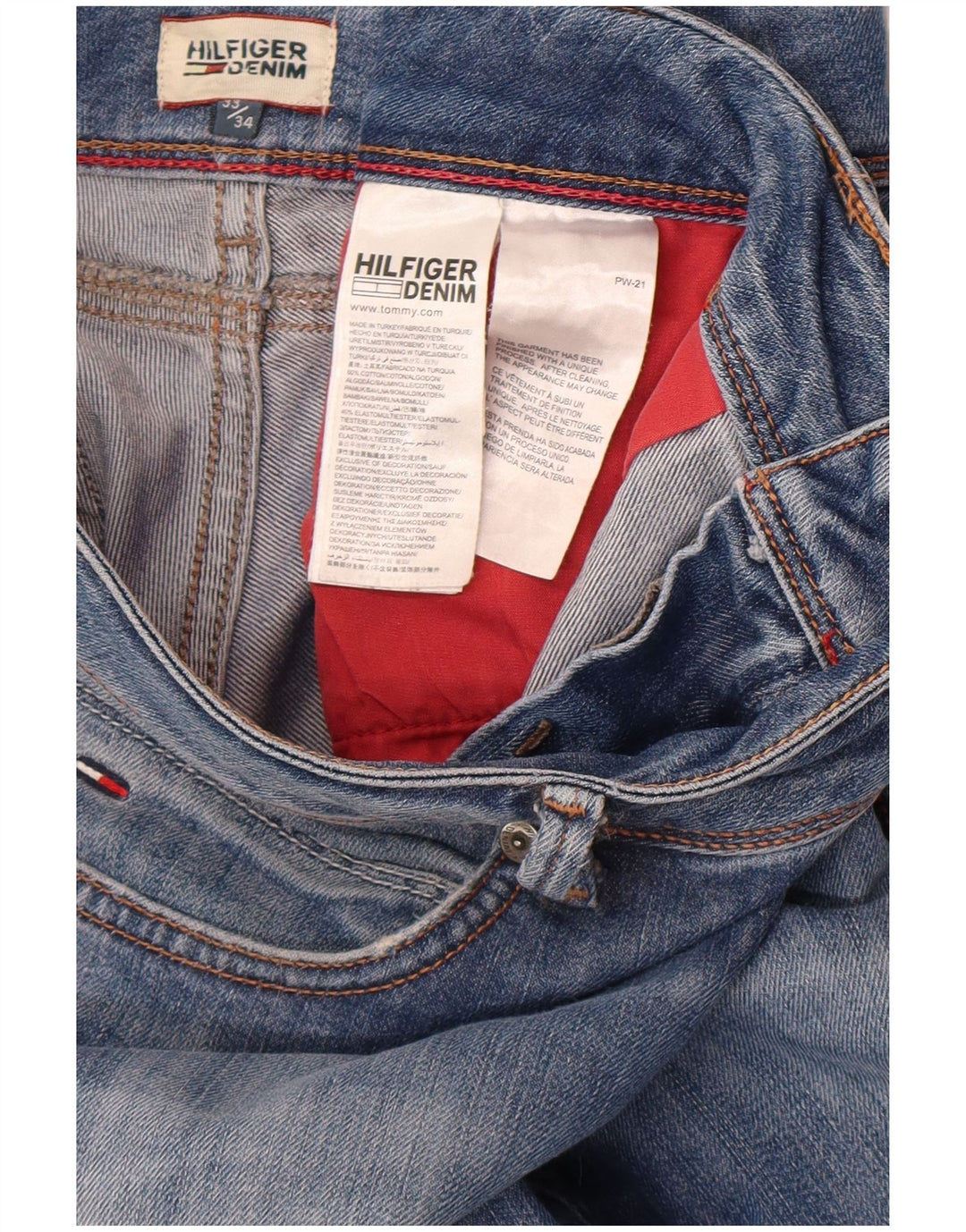 Tommy Hilfiger Womens Straight Jeans W33 L28 Blue Cotton