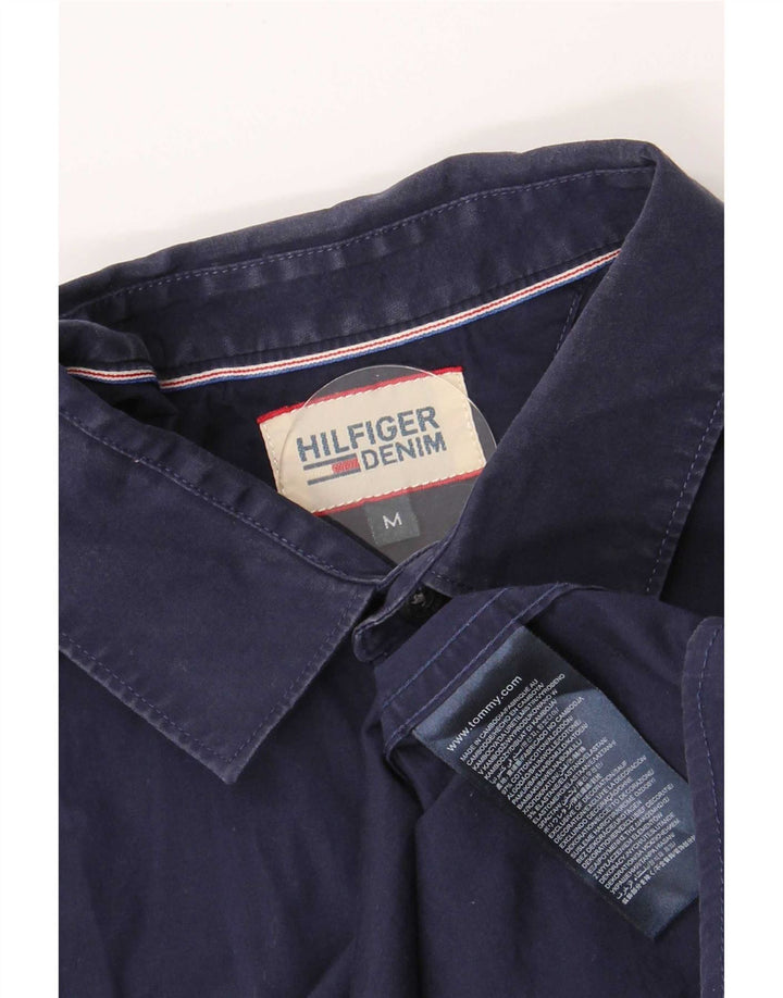 Tommy Hilfiger Mens Short Sleeve Shirt Medium Navy Blue Cotton