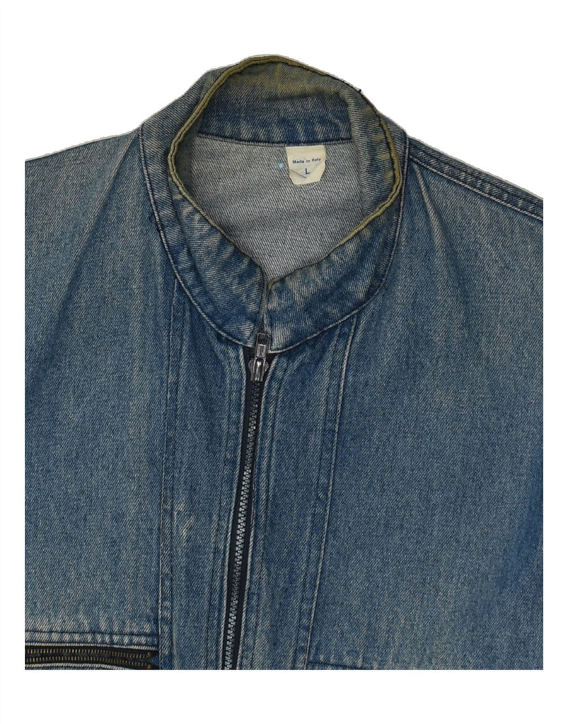 VINTAGE Mens Denim Jacket UK 40 Large Navy Blue Cotton | Vintage Vintage | Thrift | Second-Hand Vintage | Used Clothing | Messina Hembry 