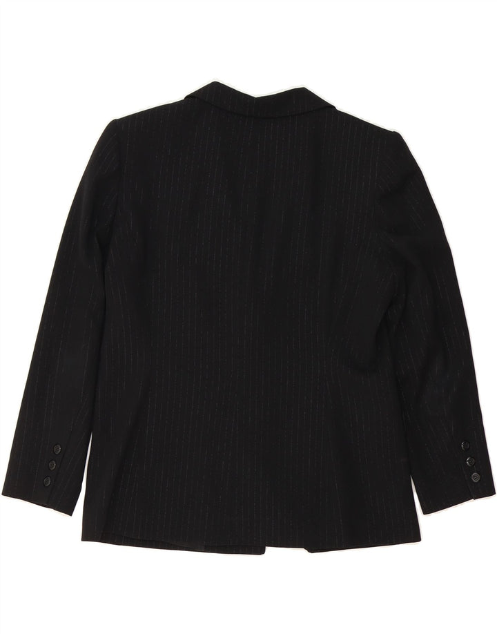 VINTAGE Womens 2 Button Blazer Jacket UK 14 Large Black Pinstripe Vintage Vintage and Second-Hand Vintage from Messina Hembry 