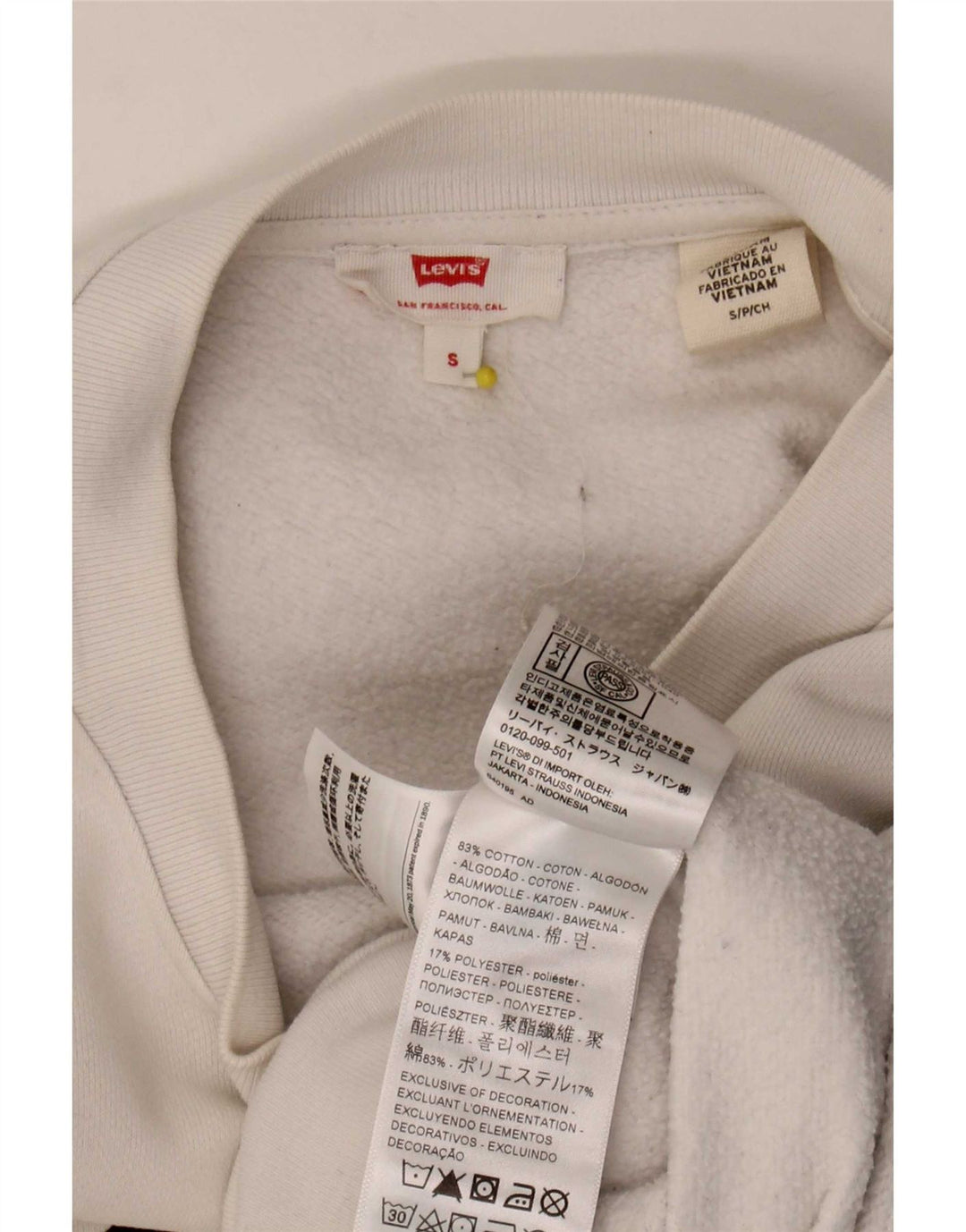 Levi's Womens Crop Graphic Oversized Sweatshirt Jumper UK 10 Small White