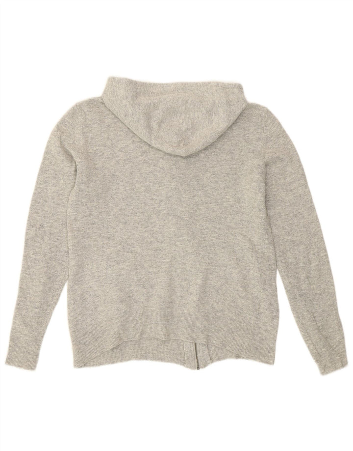 Superdry Womens Hooded Cardigan Sweater UK 14 Medium Grey Wool