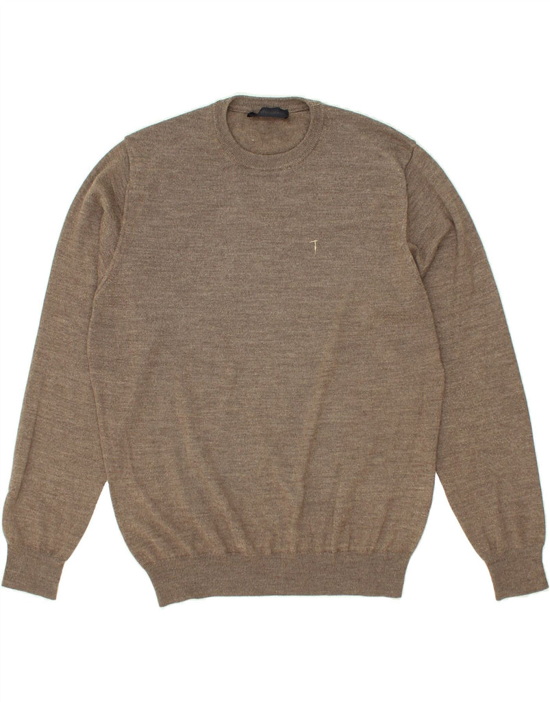 TRUSSARDI Mens Crew Neck Jumper Sweater 2XL Brown Wool | Vintage Trussardi | Thrift | Second-Hand Trussardi | Used Clothing | Messina Hembry 