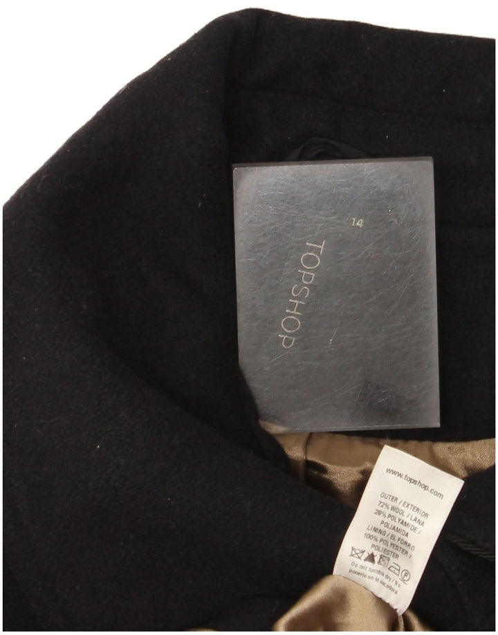 Topshop Womens Overcoat UK 14 Medium Navy Blue Wool