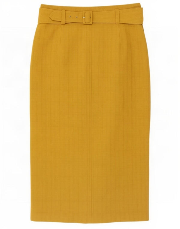 Marks & Spencer Womens Midi Skirt UK 12 Medium W30 Yellow Polyester