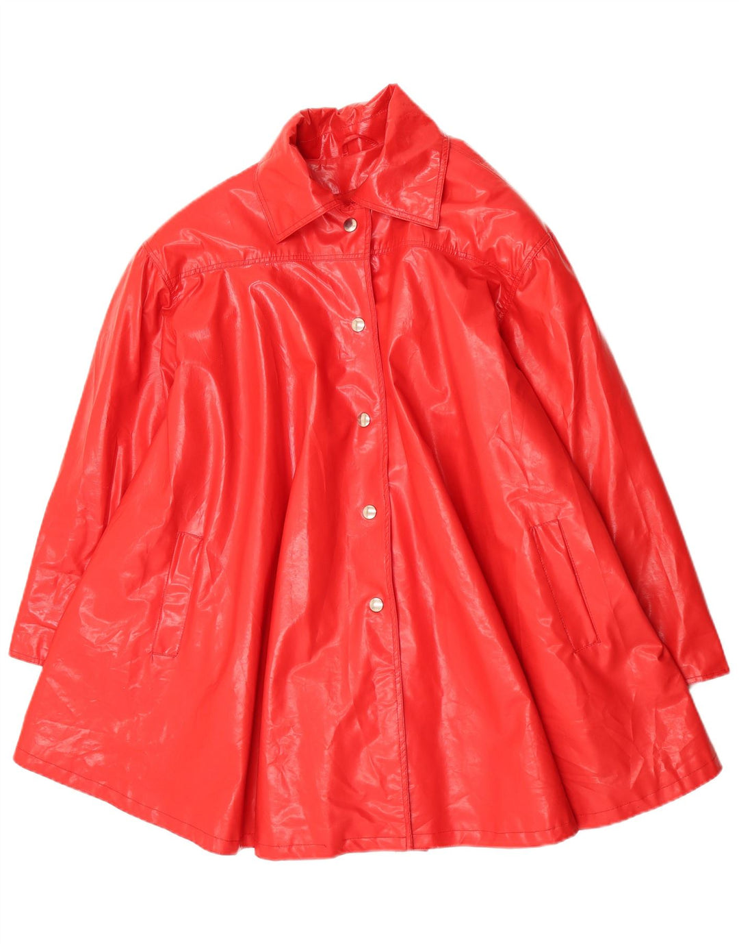C & A Womens Oversized Overcoat UK 14 Medium Red Polyvinyl