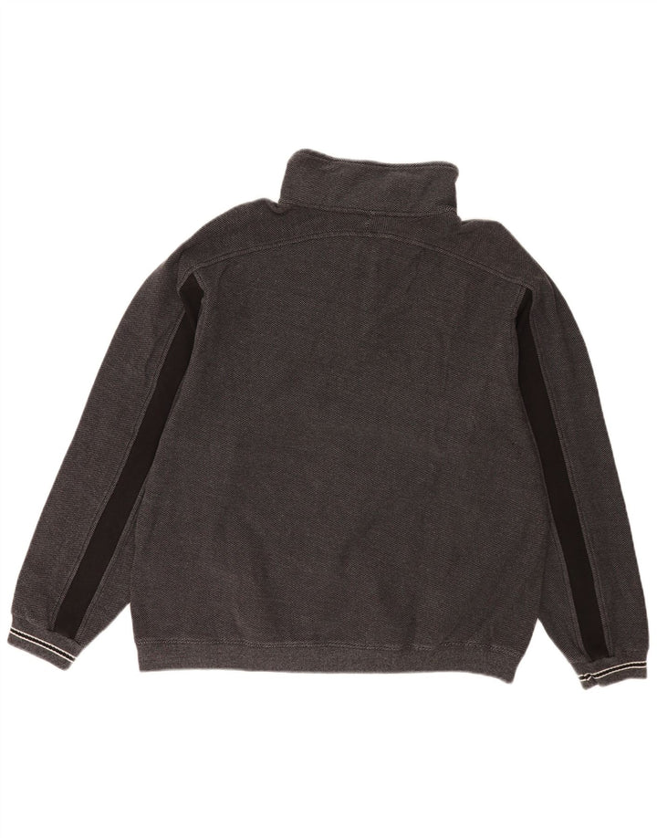 Champion Mens Zip Neck Sweatshirt Jumper Medium Grey Colourblock Cotton