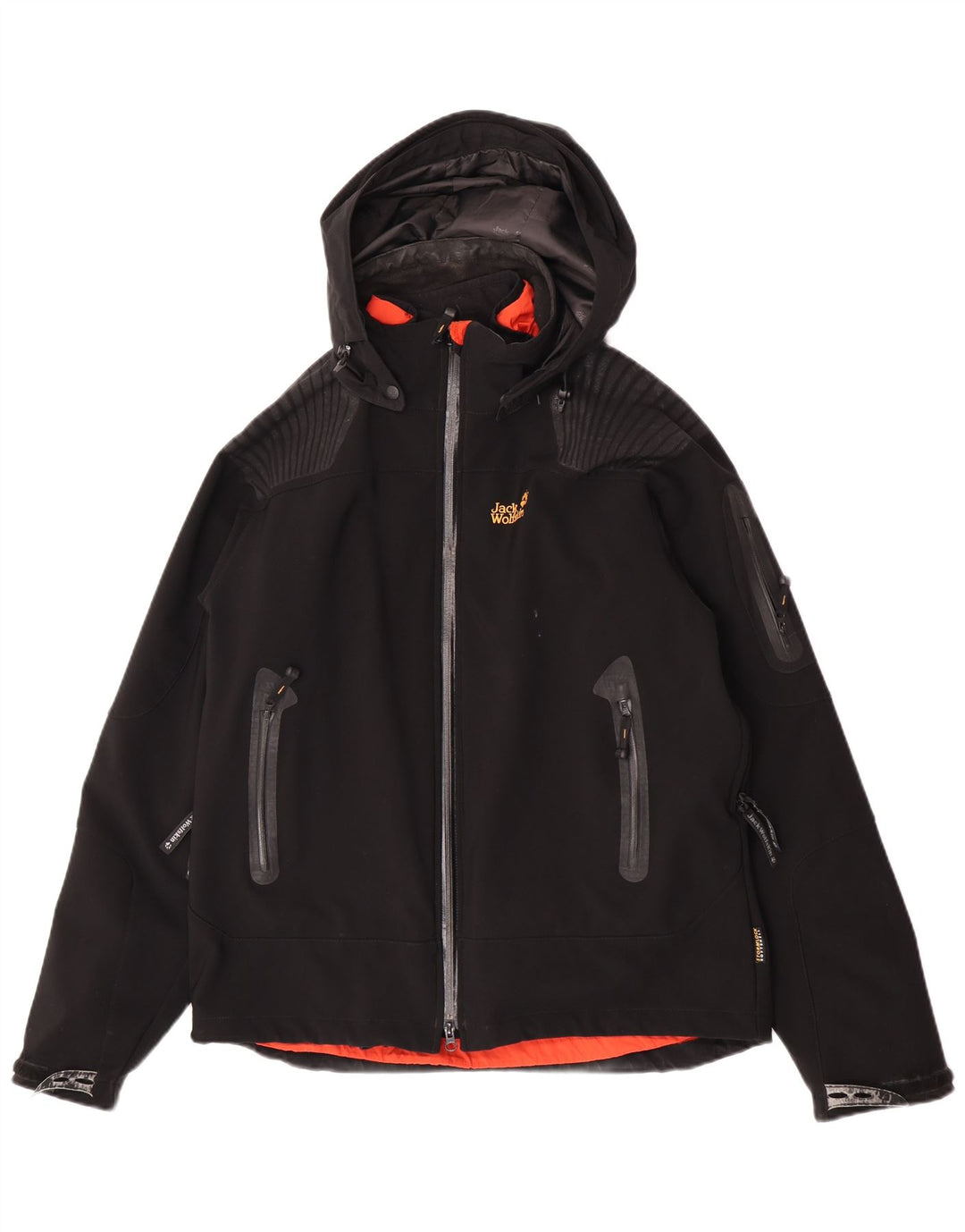 Jack Wolfskin Mens Hooded Windbreaker Jacket UK 40/42 Large Black Polyester