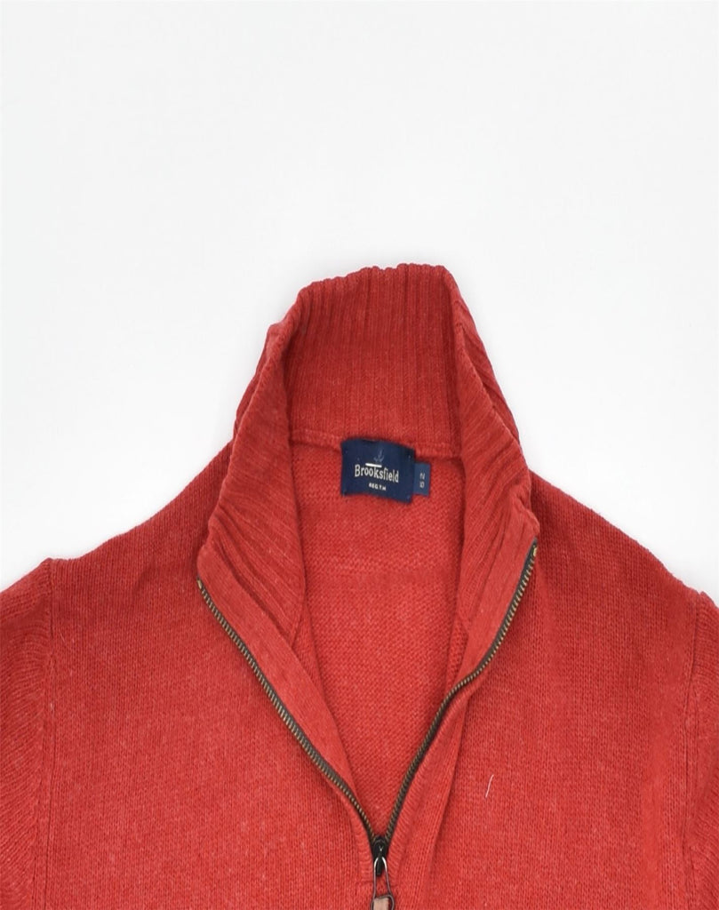 BROOKSFIELD Mens Zip Neck Jumper Sweater IT 52 Large Red Wool | Vintage | Thrift | Second-Hand | Used Clothing | Messina Hembry 