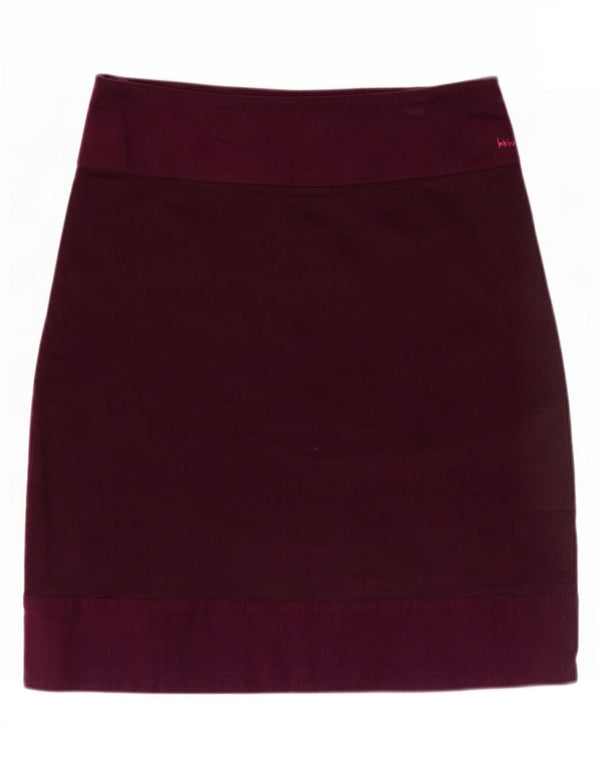 Weird Fish Womens Corduroy Skirt UK 12 Medium W34 Burgundy Cotton