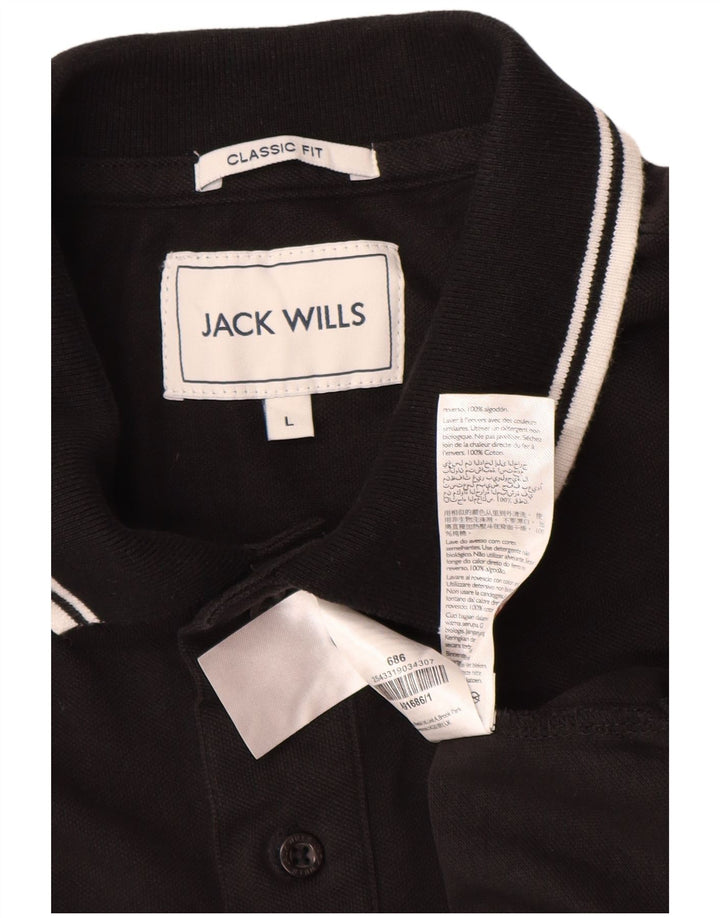 Jack Wills Mens Classic Fit Polo Shirt Large Black Cotton