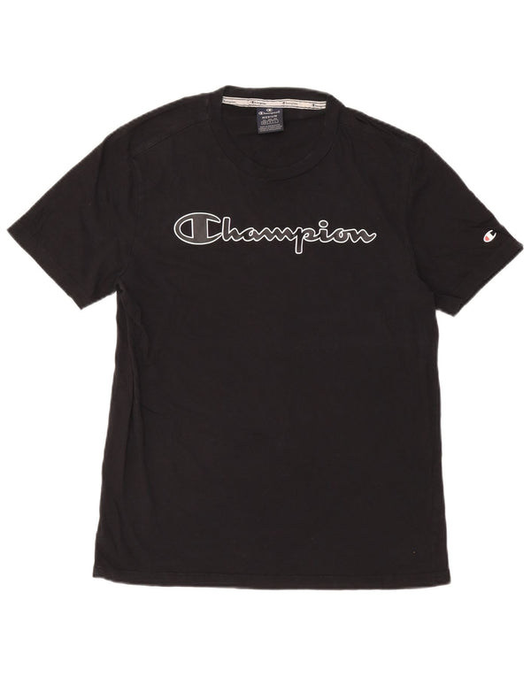 Champion Mens Graphic T-Shirt Top Medium Black Cotton