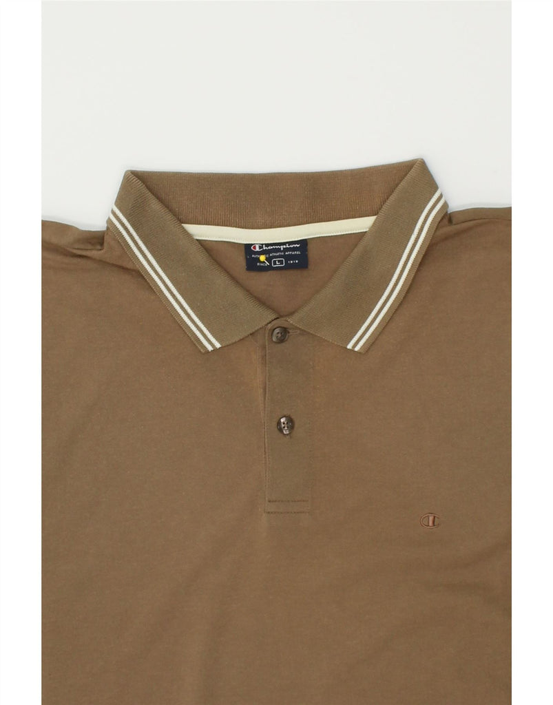CHAMPION Mens Polo Shirt Large Brown | Vintage Champion | Thrift | Second-Hand Champion | Used Clothing | Messina Hembry 