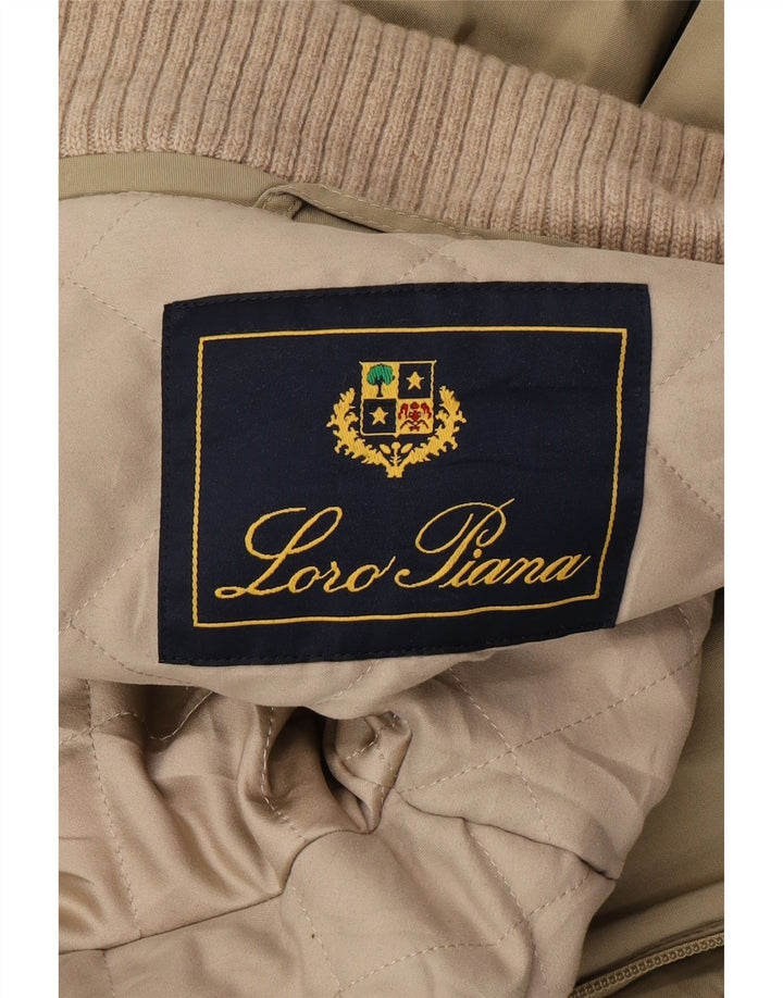Loro Piana Mens Hooded Windbreaker Jacket UK 40 Large Beige Polyamide