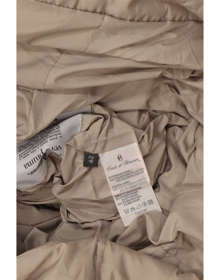 Conte of Florence Womens Padded Coat IT 42 Medium Beige Polyester
