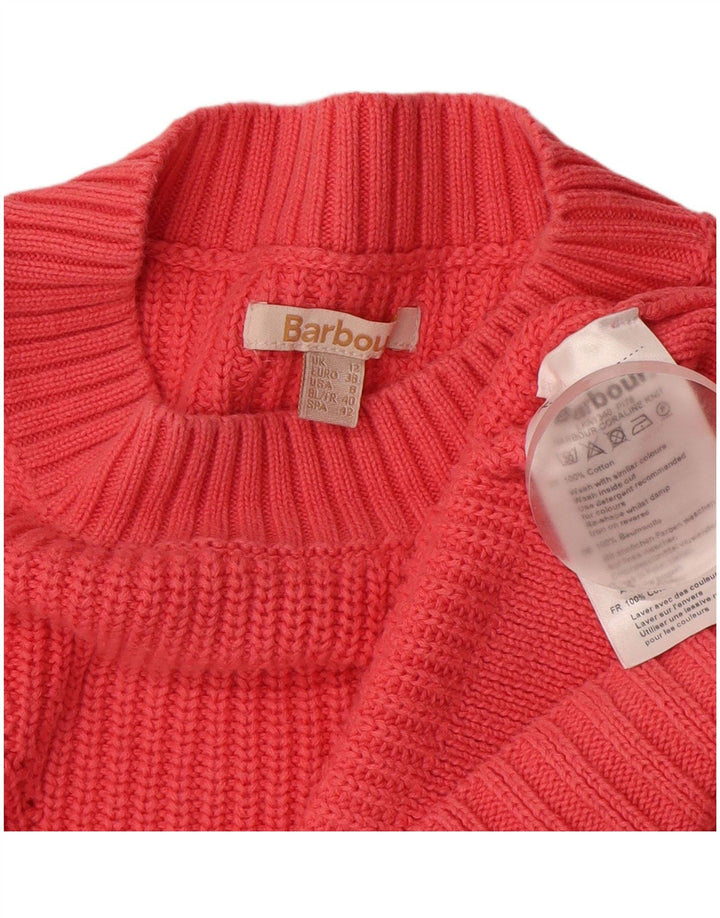 BARBOUR Womens Oversized Crew Neck Jumper Sweater UK 12 Medium Pink