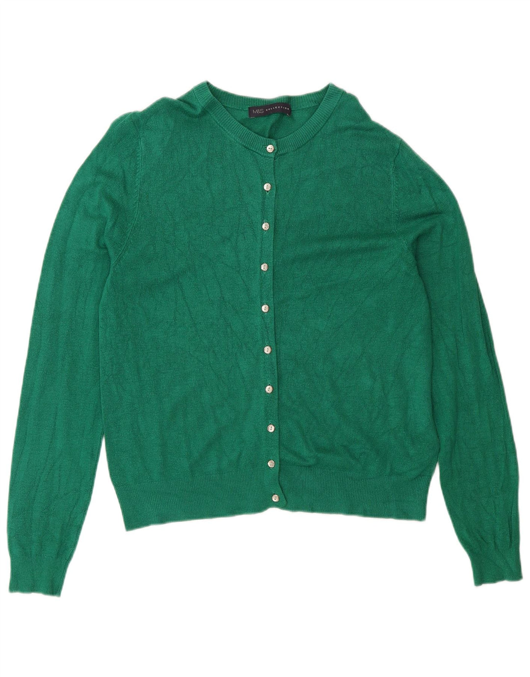Marks & Spencer Womens Cardigan Sweater UK 12 Medium Green Viscose