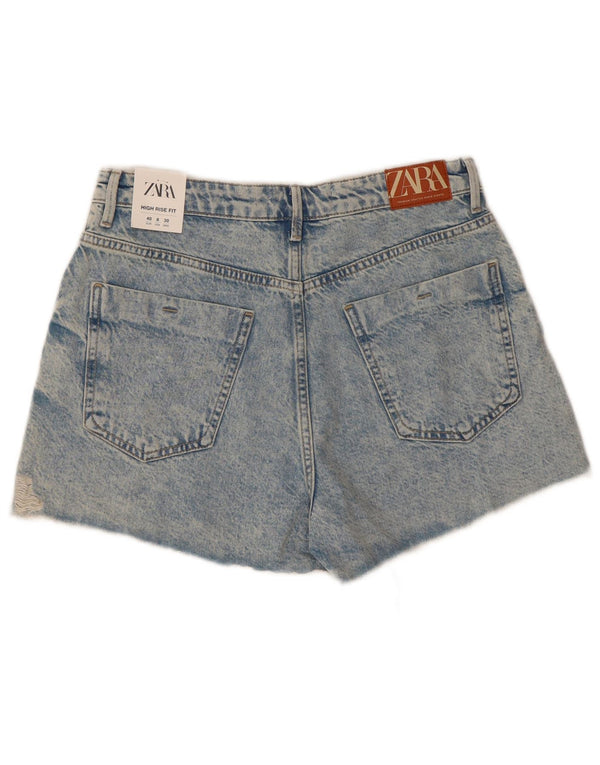 ZARA Womens Distressed Denim Shorts EU 40 Medium W30  Blue Cotton
