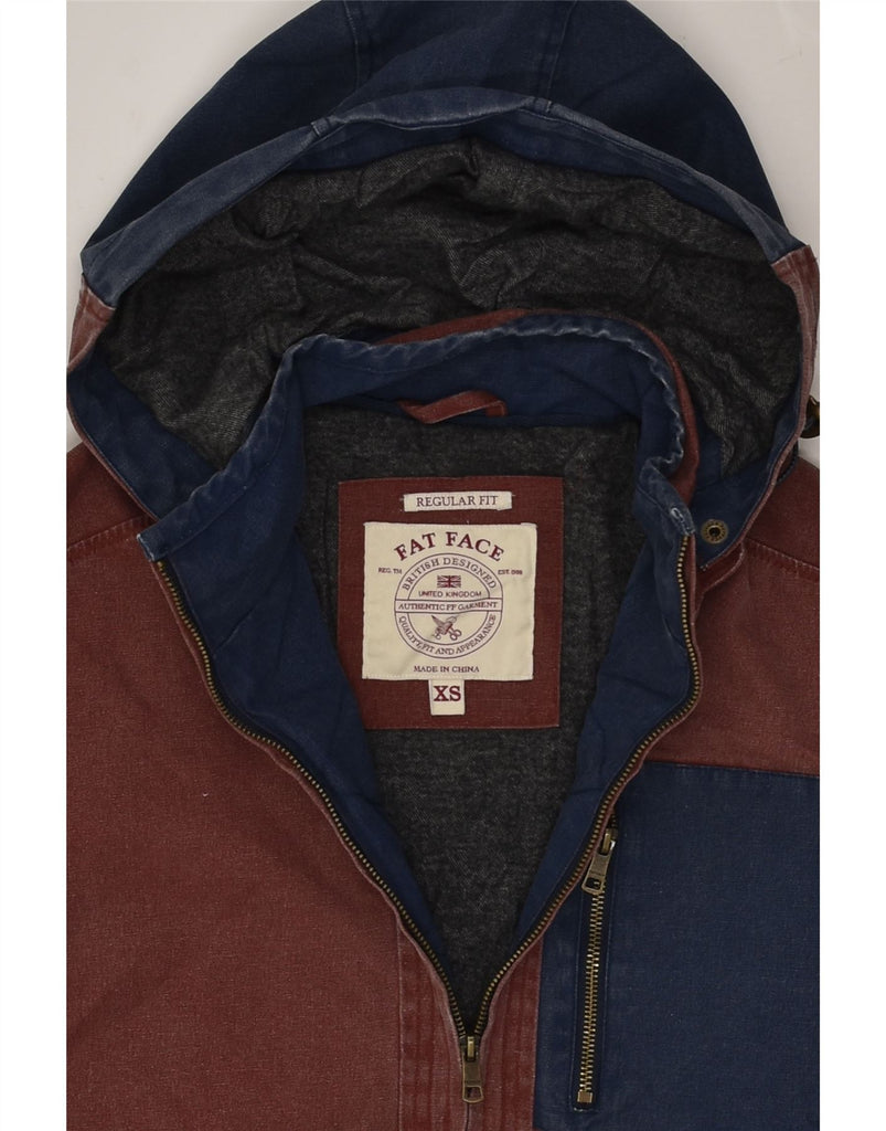 FAT FACE Mens Hooded Windbreaker Jacket UK 34 XS Burgundy Colourblock | Vintage Fat Face | Thrift | Second-Hand Fat Face | Used Clothing | Messina Hembry 