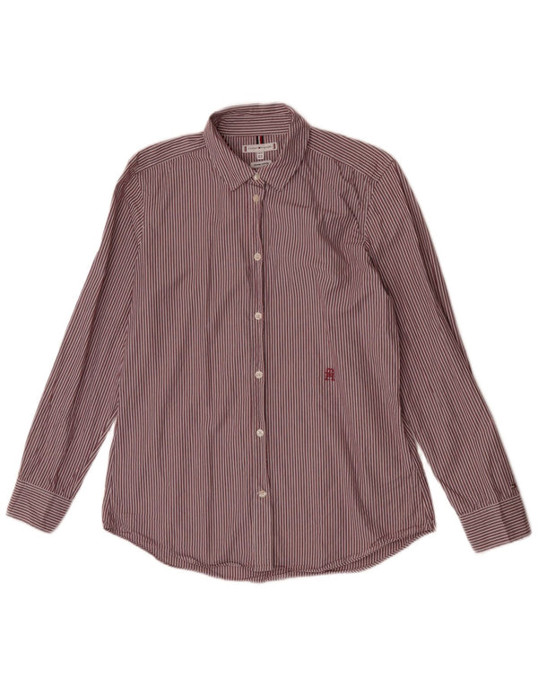 Tommy Hilfiger Womens Shirt UK 14 Large Red Striped Cotton