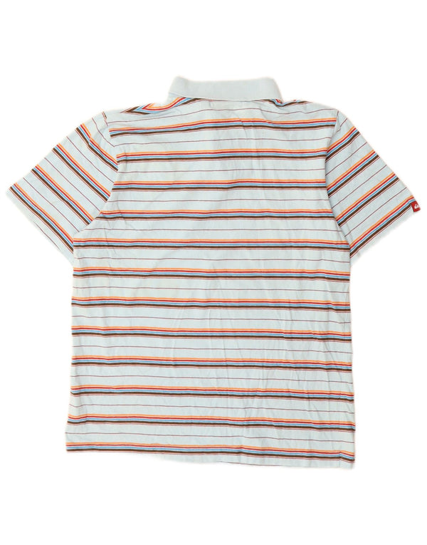 Quiksilver Boys Graphic Polo Shirt 13-14 Years Blue Striped Cotton Nautical