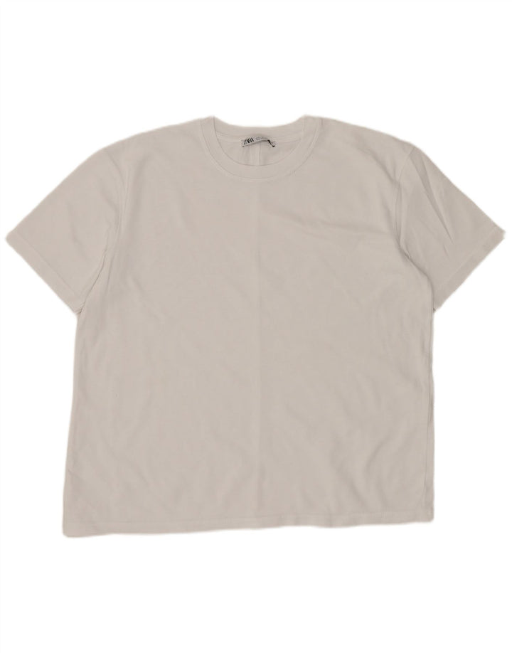 ZARA Womens Oversized T-Shirt Top UK 10 Small White Cotton