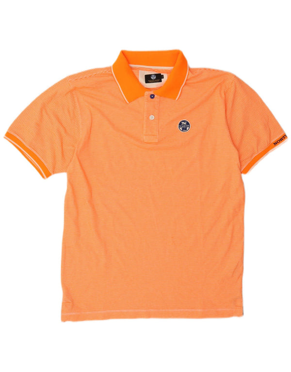 North Sails Mens Polo Shirt XL Orange Pinstripe Cotton