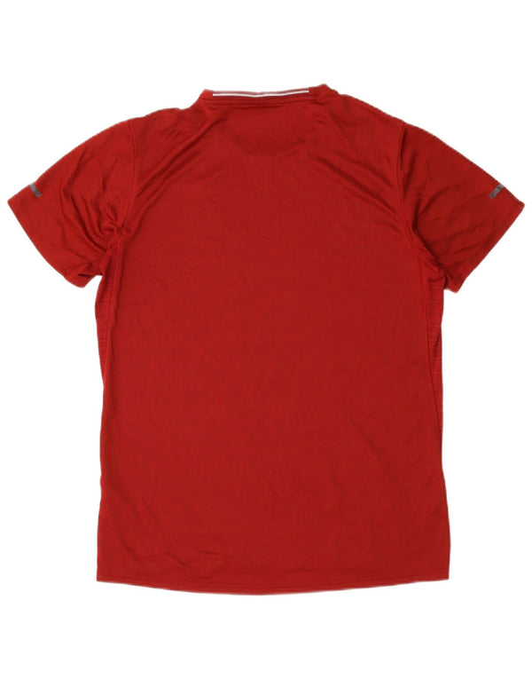 Adidas Mens Climalite T-Shirt Top Medium Red Striped Polyester
