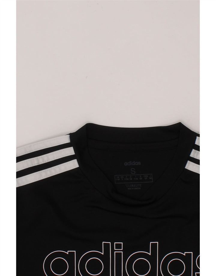 ADIDAS Boys Climalite Graphic T-Shirt Top 9-10 Years Black