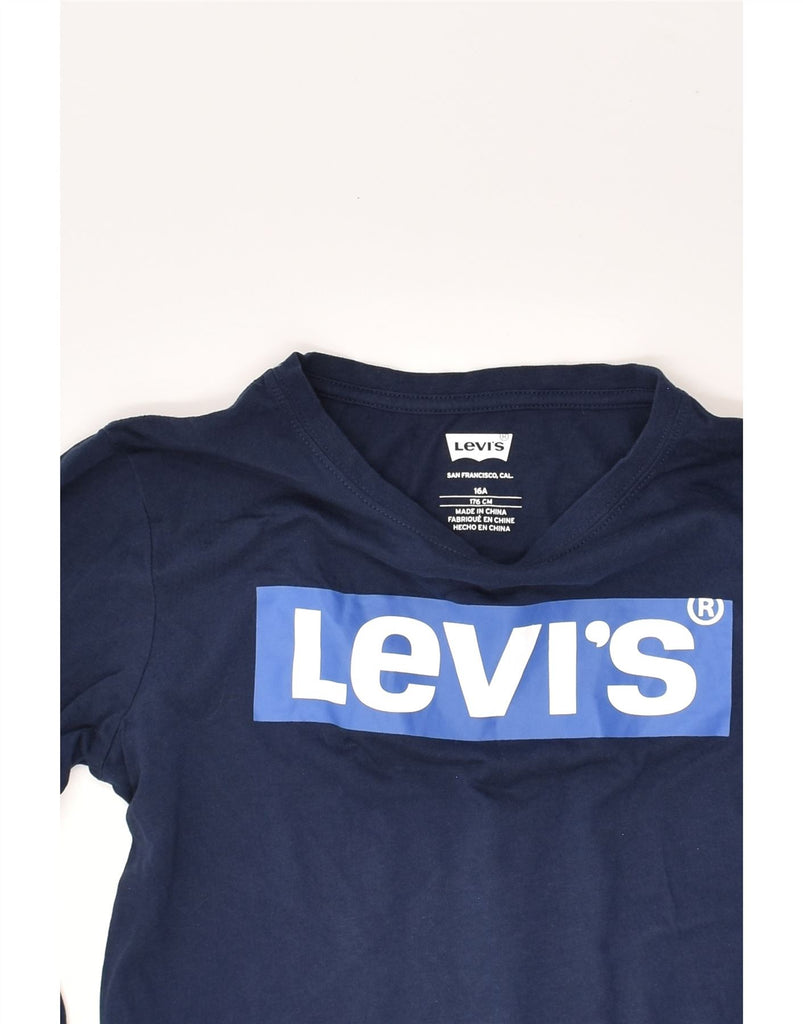 LEVI'S Boys Graphic Sweatshirt Jumper 15-16 Years Navy Blue Cotton | Vintage Levi's | Thrift | Second-Hand Levi's | Used Clothing | Messina Hembry 