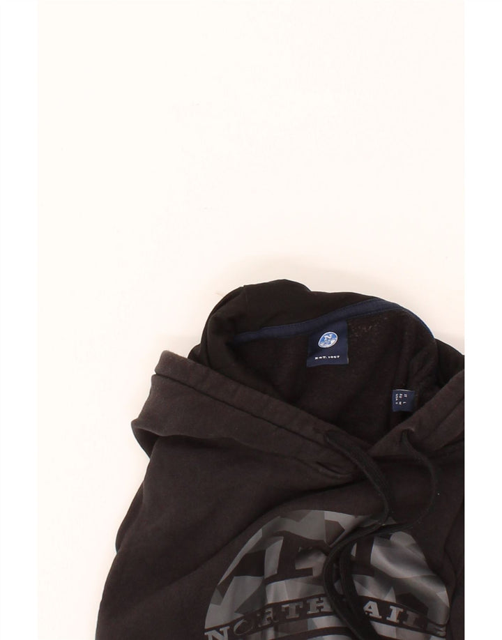 NORTH SAILS Mens Graphic Hoodie Jumper Small Navy Blue Cotton Vintage North Sails and Second-Hand North Sails from Messina Hembry 