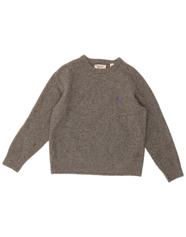 Penguin Womens Boat Neck Jumper Sweater UK 20 2XL Grey Lambswool