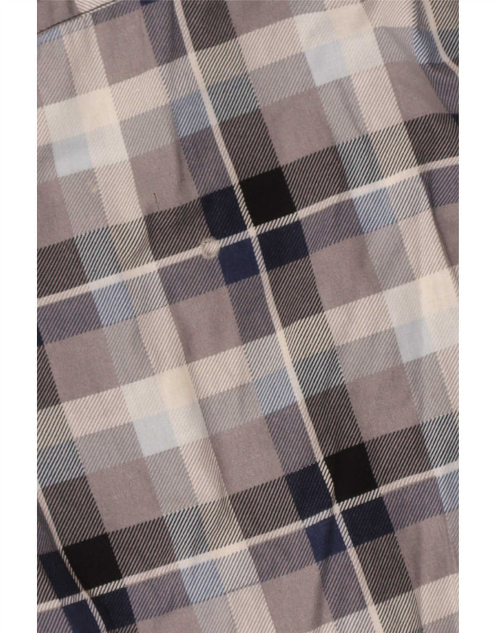 Fishbone Mens Slim Fit Flannel Shirt Medium Blue Check Cotton
