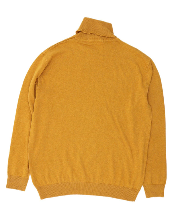 U.S. POLO ASSN. Mens Roll Neck Jumper Sweater Large Yellow Cotton
