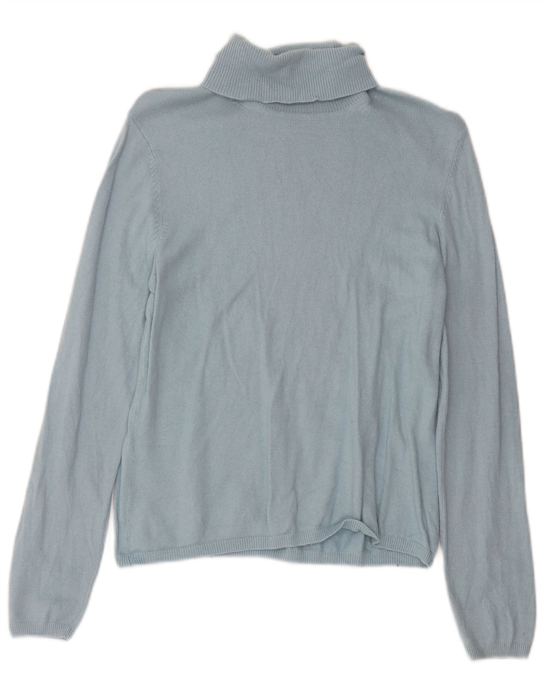 Marks & Spencer Womens Roll Neck Jumper Sweater UK 14 Medium Blue Viscose