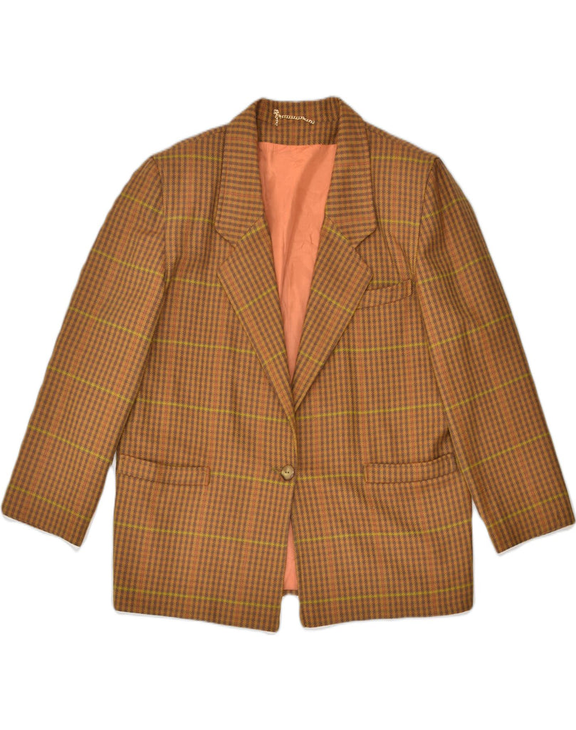 VINTAGE Womens 1 Button Blazer Jacket IT 42 XL Brown Check | Vintage Vintage | Thrift | Second-Hand Vintage | Used Clothing | Messina Hembry 