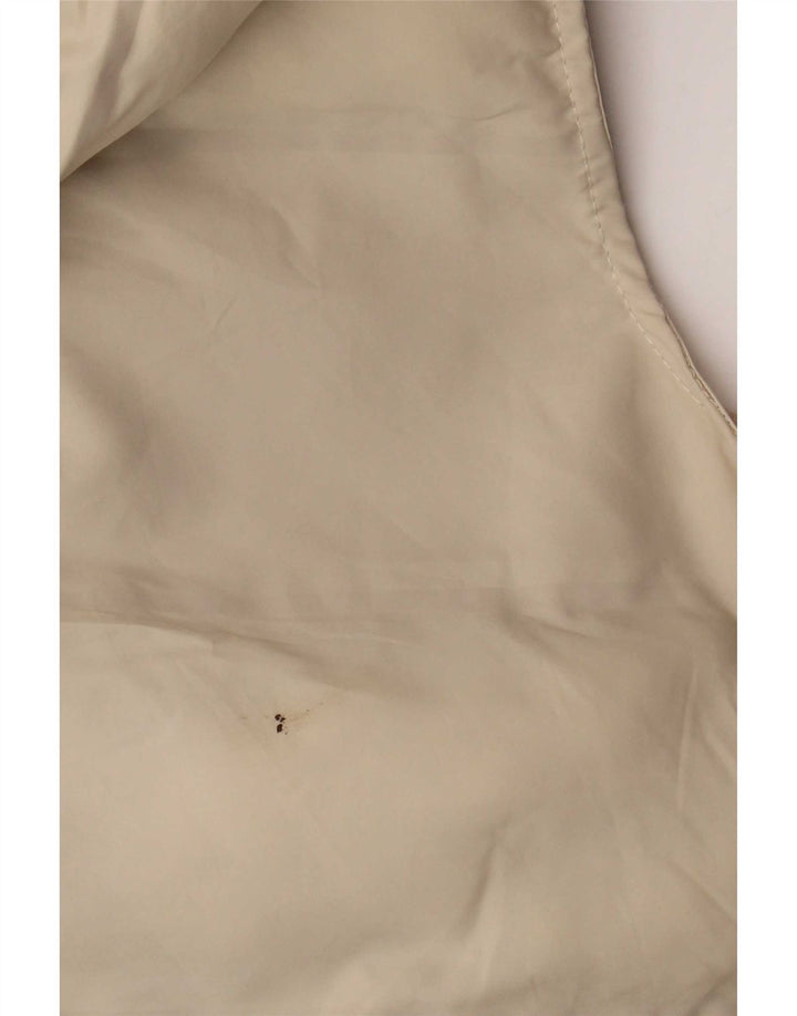 Zara Womens Longline Hooded Padded Gilet UK 14 Medium Beige Polyester