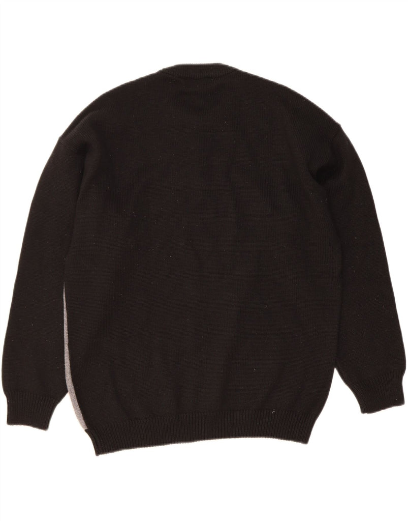 IL GRANCHIO Mens Crew Neck Jumper Sweater Large Black Colourblock Wool Vintage Il Granchio and Second-Hand Il Granchio from Messina Hembry 