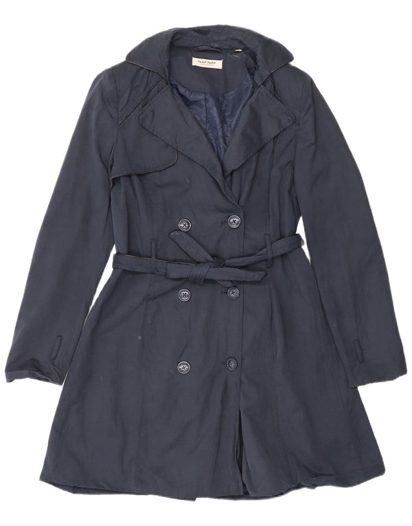 Naf Naf Womens Trench Coat IT 48 XL Navy Blue Cotton