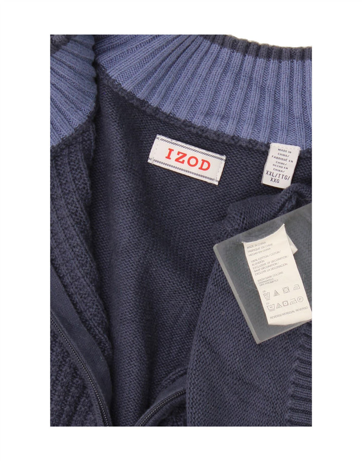 IZOD Mens Zip Neck Jumper Sweater 2XL Navy Blue Cotton Vintage Izod and Second-Hand Izod from Messina Hembry 