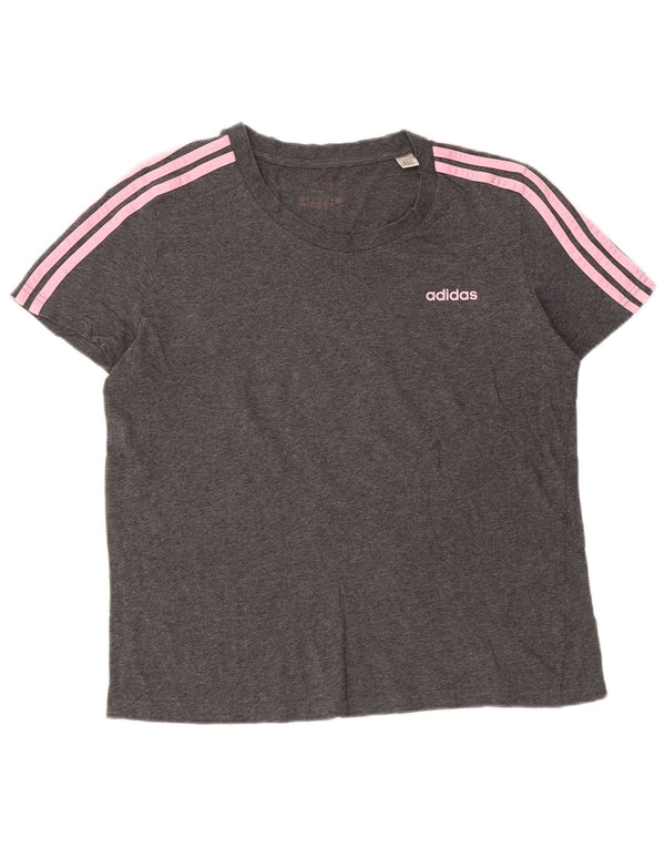 Adidas Womens Crop T-Shirt Top UK 20/22 XL Grey Cotton