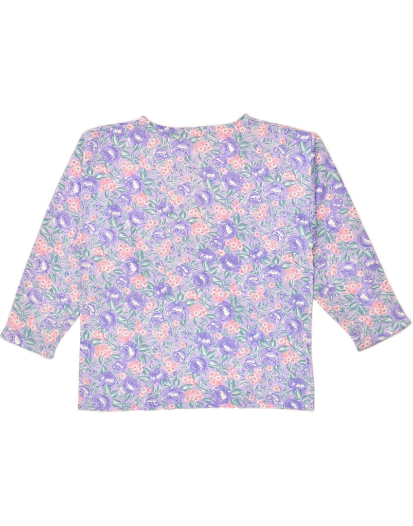 VINTAGE Womens Top Long Sleeve UK 18 XL Purple Floral | Vintage Vintage | Thrift | Second-Hand Vintage | Used Clothing | Messina Hembry 