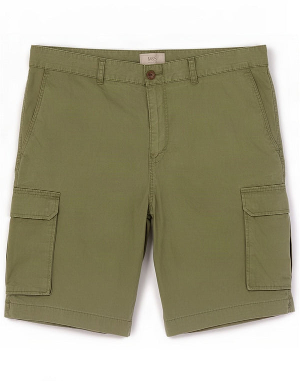 Marks & Spencer Mens Cargo Shorts Large W36 Khaki Cotton